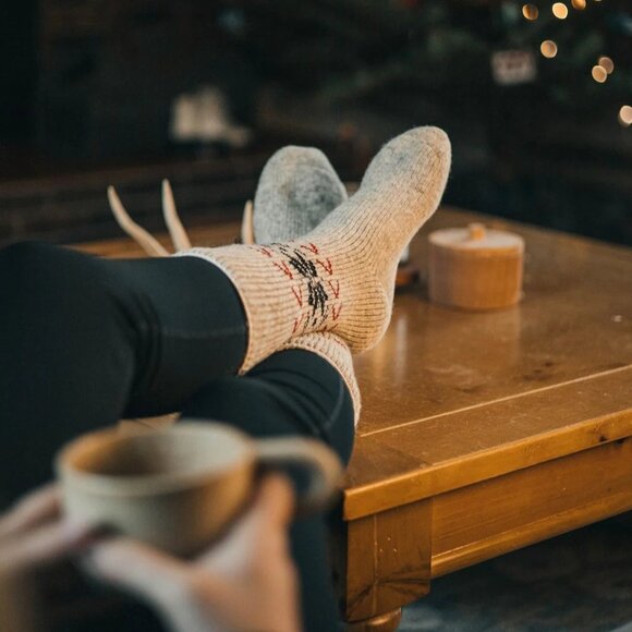 J.B. Field's Women's 40 Below Wool Thermal Winter Sock - Snowflake Pattern - Picture 5 of 6